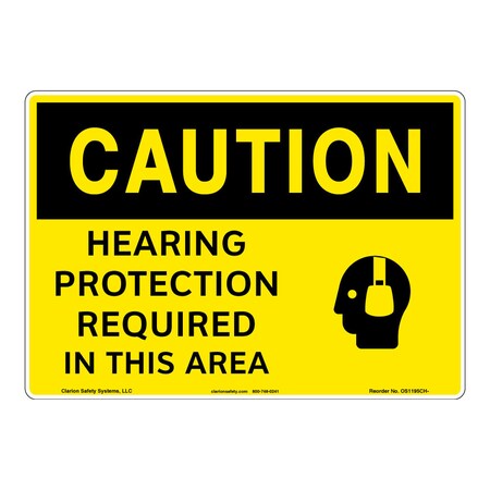 OSHA Compliant Caution/Hearing Protection Required Safety Signs Indoor/Outdoor Plastic (BJ) 14x10